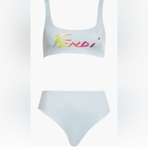 💯 - New Authentic Fendi Brush Logo Reversible Two-Piece Swimsuit - Picture 6 of 14